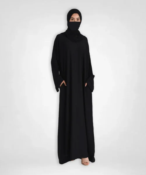 Modest Cotton Abaya Dress - Black