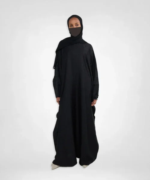 Luxé Jacquard Butterfly Abaya - Black
