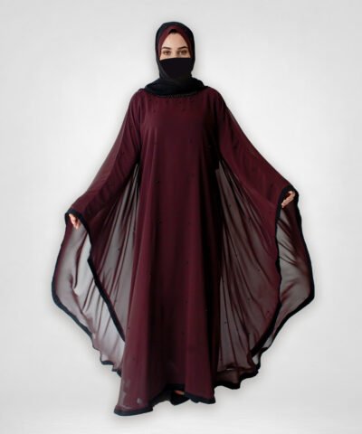 Burgundy Batwing Abaya