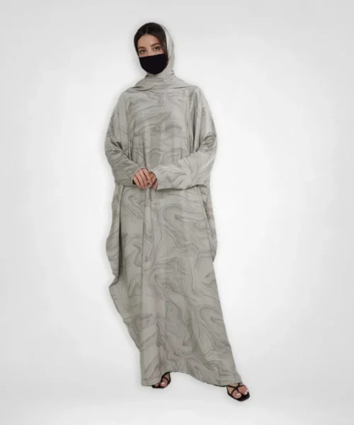 Marble Butterfly Abaya - Dove