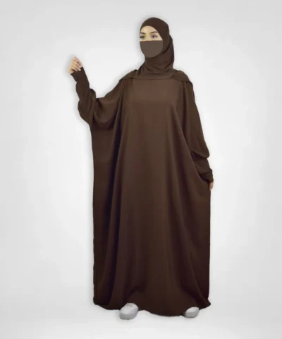 Hooded Abaya with integrated Hijab Coffee