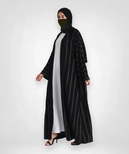 Premium Plain Black Emirati Open Abaya