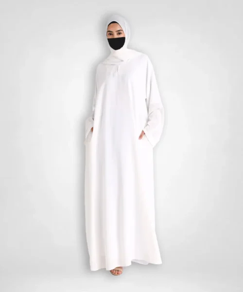 Premium Textured Abaya with Pockets - Off-White