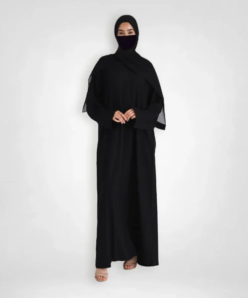 Premium Plain Abaya with Zip Pockets - Black