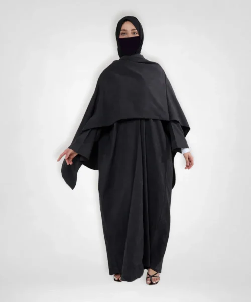 Open Abaya with Pluto Scarf Detail
