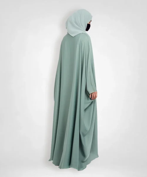 Premium Open Farasha Abaya with Piping Detail - Sage