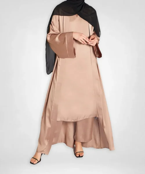 Satin Modest Slip Dress - Nude