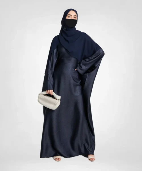 Twilight Butterfly Abaya with Inner Belt - Navy