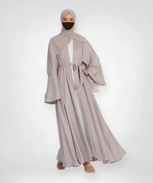 Umbrella Open Abaya with Flowing Flared Sleeves - Nude