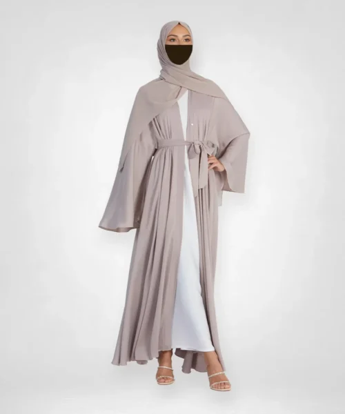 Umbrella Open Abaya with Flowing Flared Sleeves - Nude