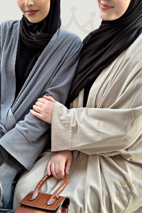 Corduroy Butterfly Kimono Open Abaya | Soft Textured Layering Piece for Winter