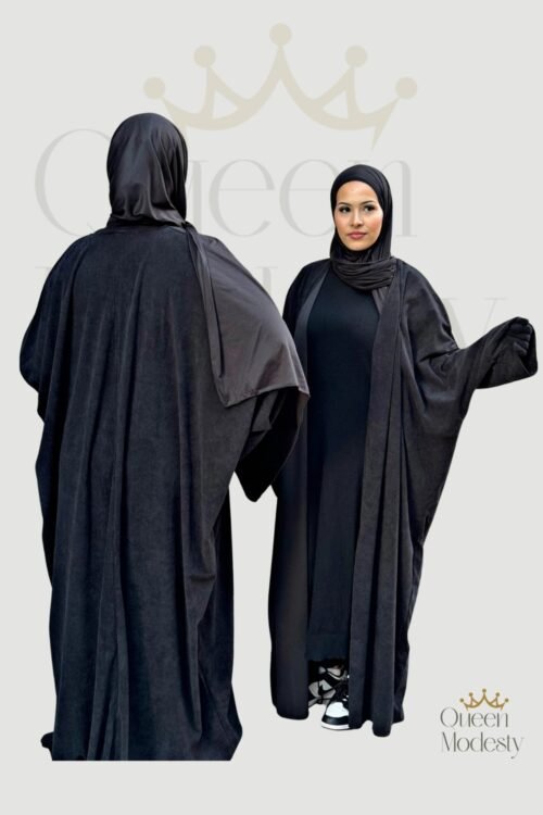 Corduroy Butterfly Kimono Open Abaya | Soft Textured Cover-Up for All Seasons