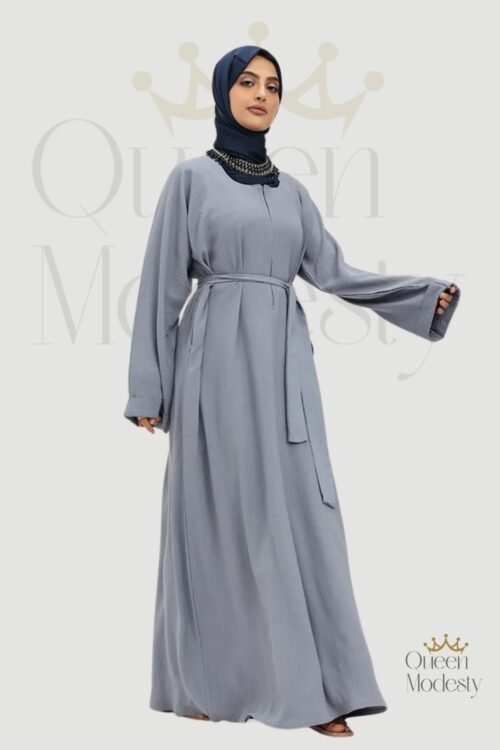 Denim Plain Linen Feel Abaya | Casual Modern Style