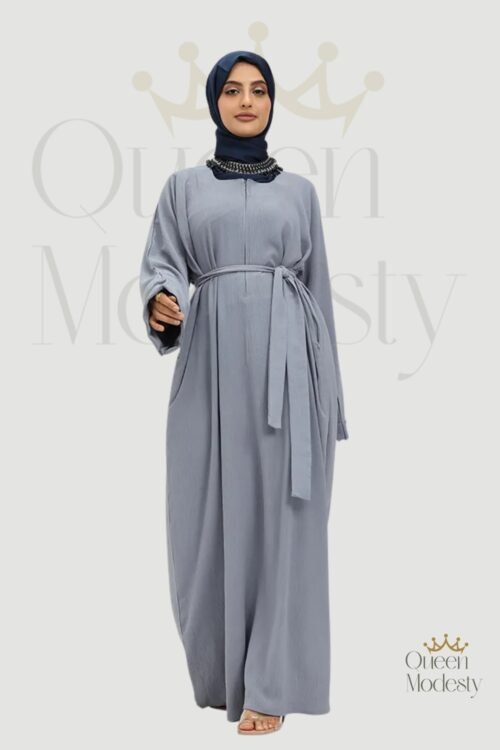 Denim Plain Linen Feel Abaya | Casual Modern Style