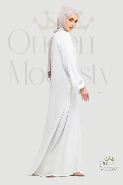 Hajj & Umrah White Abaya with Puffed Sleeves | Premium Breathable Fabric