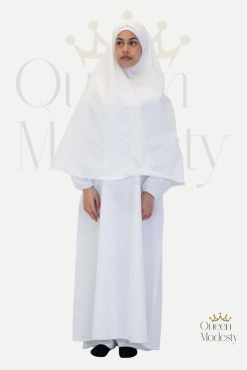 Women's Premium Ihram Set | Raw Cotton Abaya with Matching Trouser & Headband